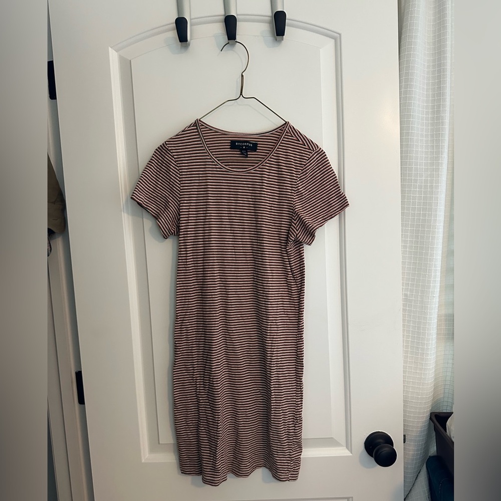 By Corpus Striped Short Sleeve Dress in Medium